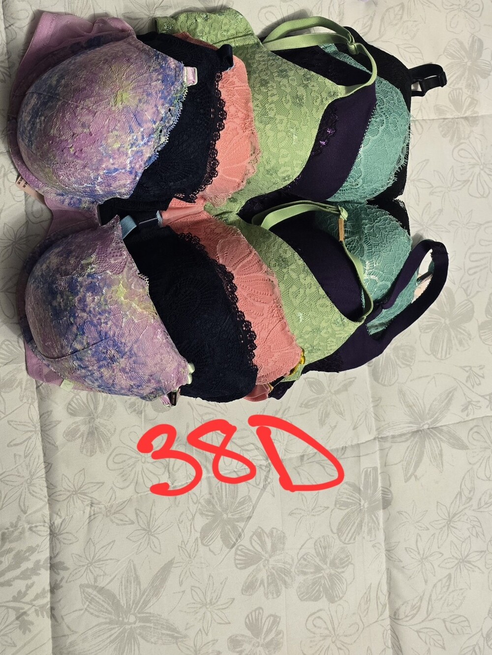 Victoria's Secret & PINK Mixed Bras Set in Pastel Tie-Dye, Coral, Mint, Black